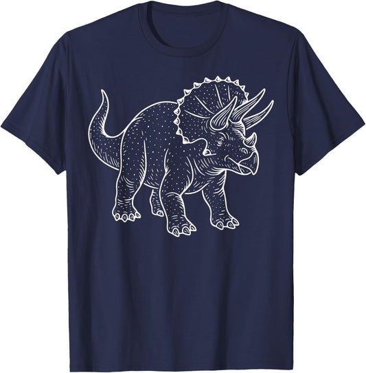 Triceratops Illustration Dinosaur T-Shirt - T-Shirt | Navy