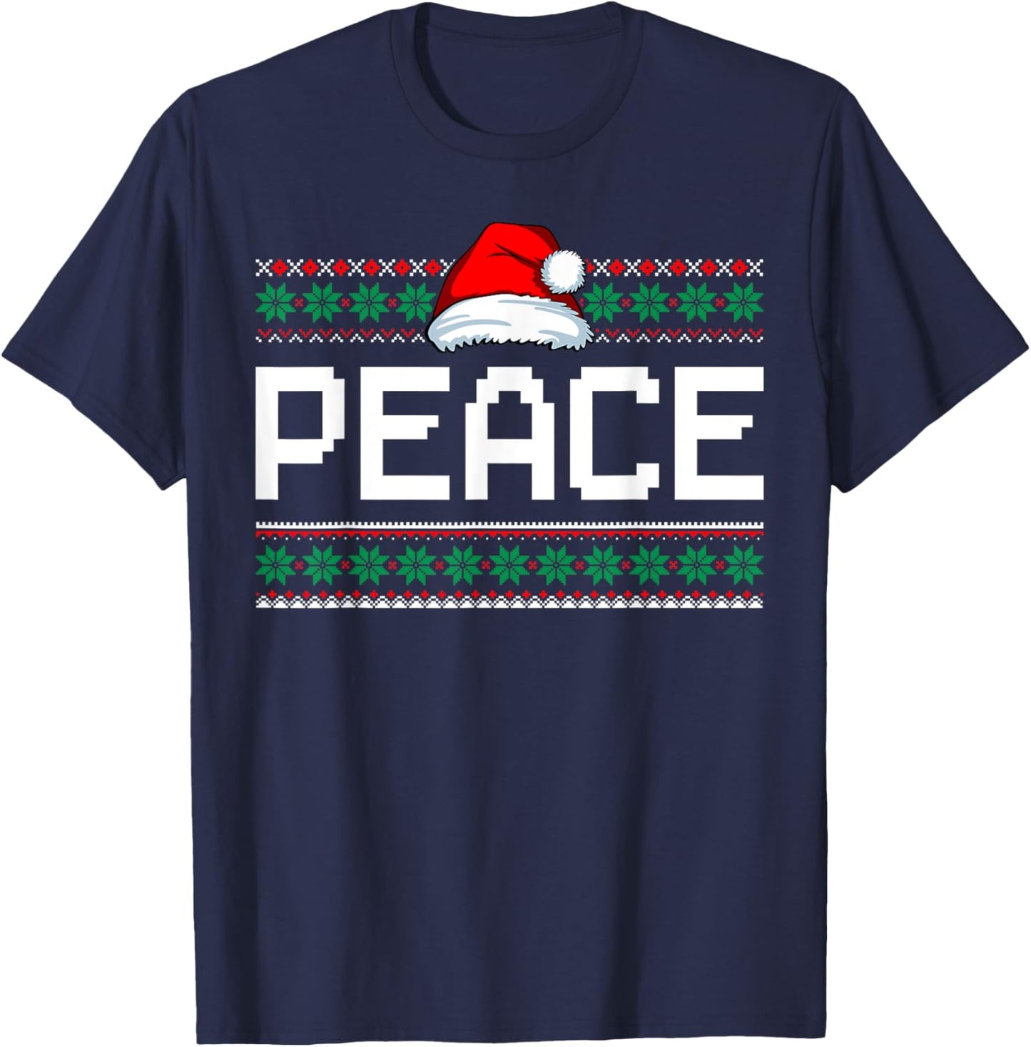 Peace I Come In Peace Couples Ugly Christmas Xmas Sweaters T-Shirt - T-Shirt | Navy