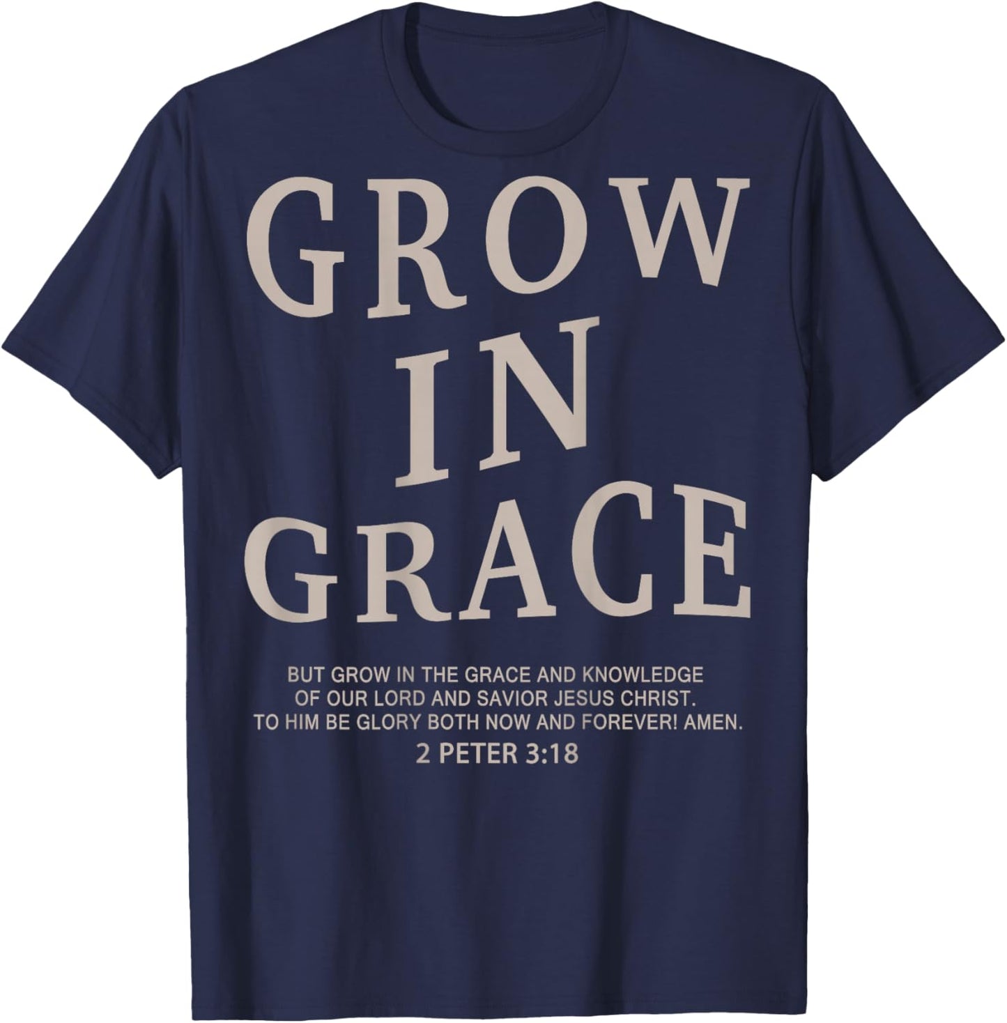 Youth Grow In Grace Christian Teen Girl Women Jesus Christ T-Shirt - T-Shirt | Navy