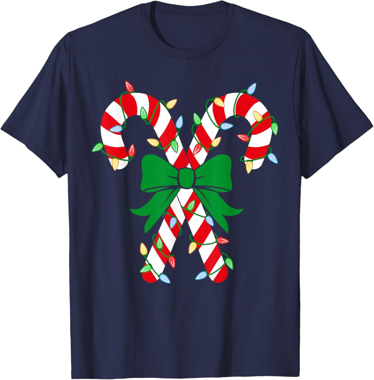 Candy Cane Crew Christmas Lights Family Matching Pajamas T-Shirt - T-Shirt | Navy