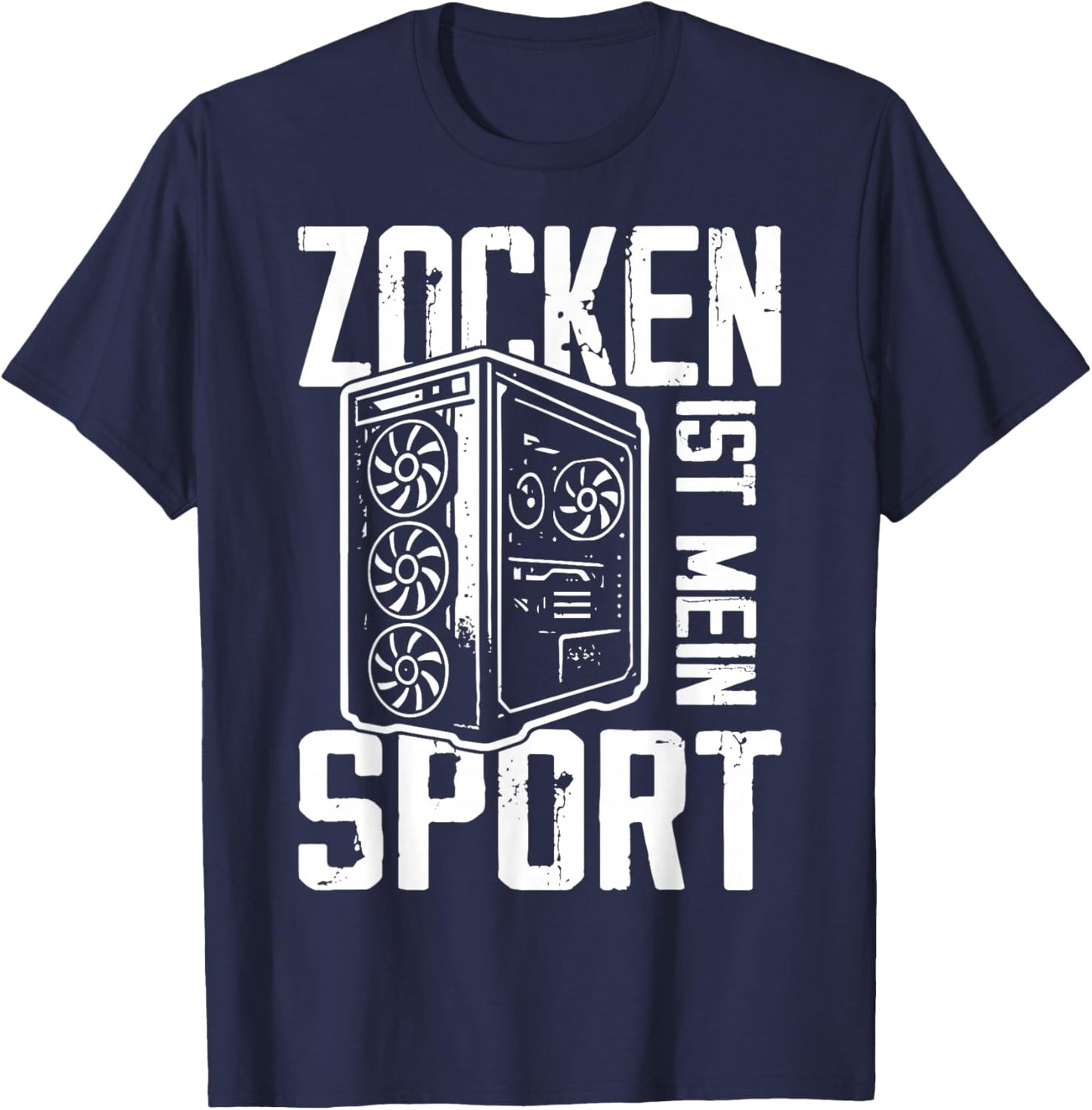 Gamer PC Computer Gamer with German Text "Zocken Ist Mein Sport" T-Shirt - T-Shirt | Navy