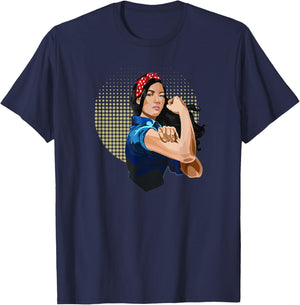 Asian Rosie the Riveter Gifts, Diversity Rosie the Riveter T-Shirt - T-Shirt | Navy