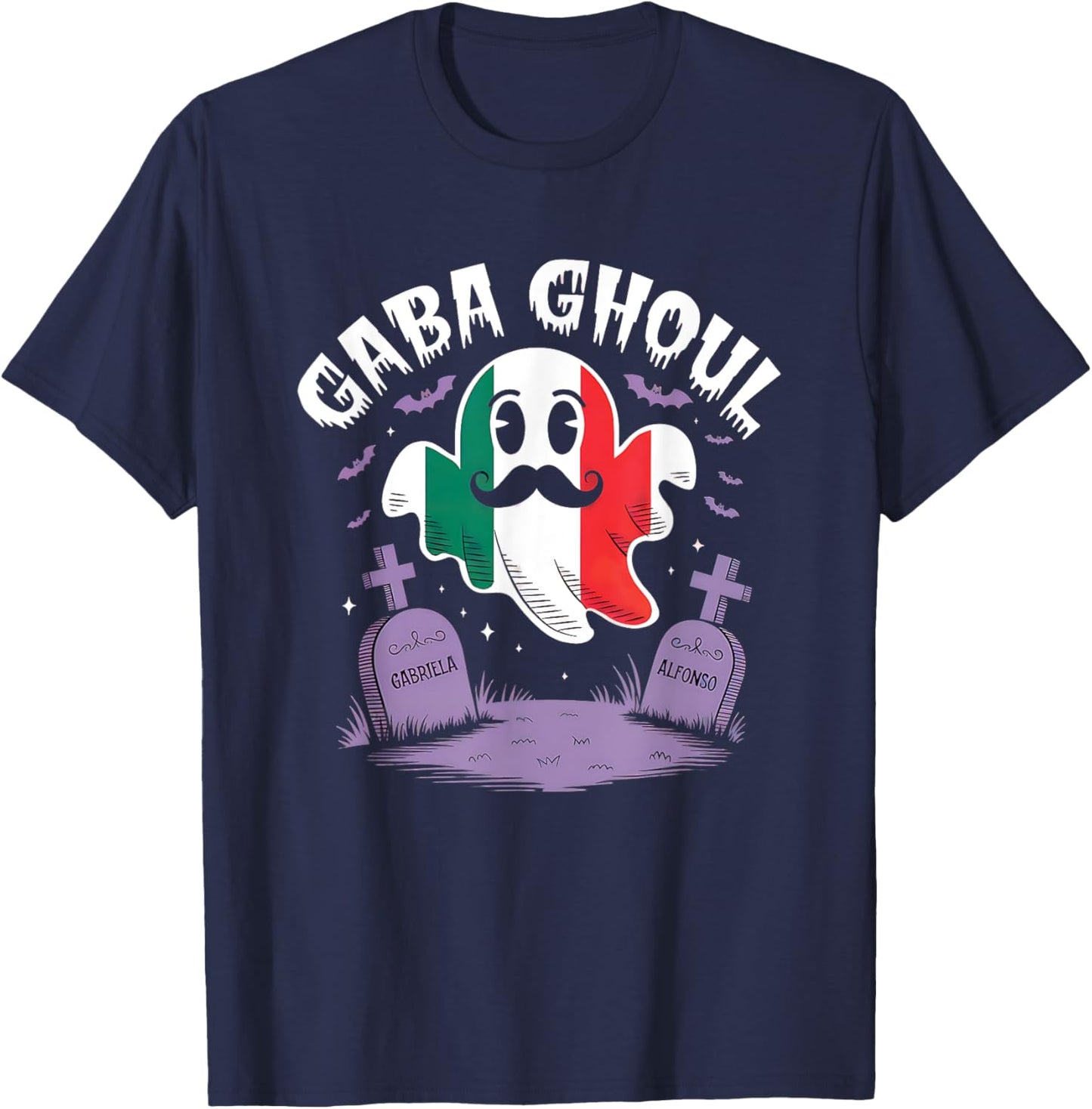Halloween Graveyard Gaba Ghoul Ghost Funny Italian Gabagool T-Shirt - T-Shirt | Navy