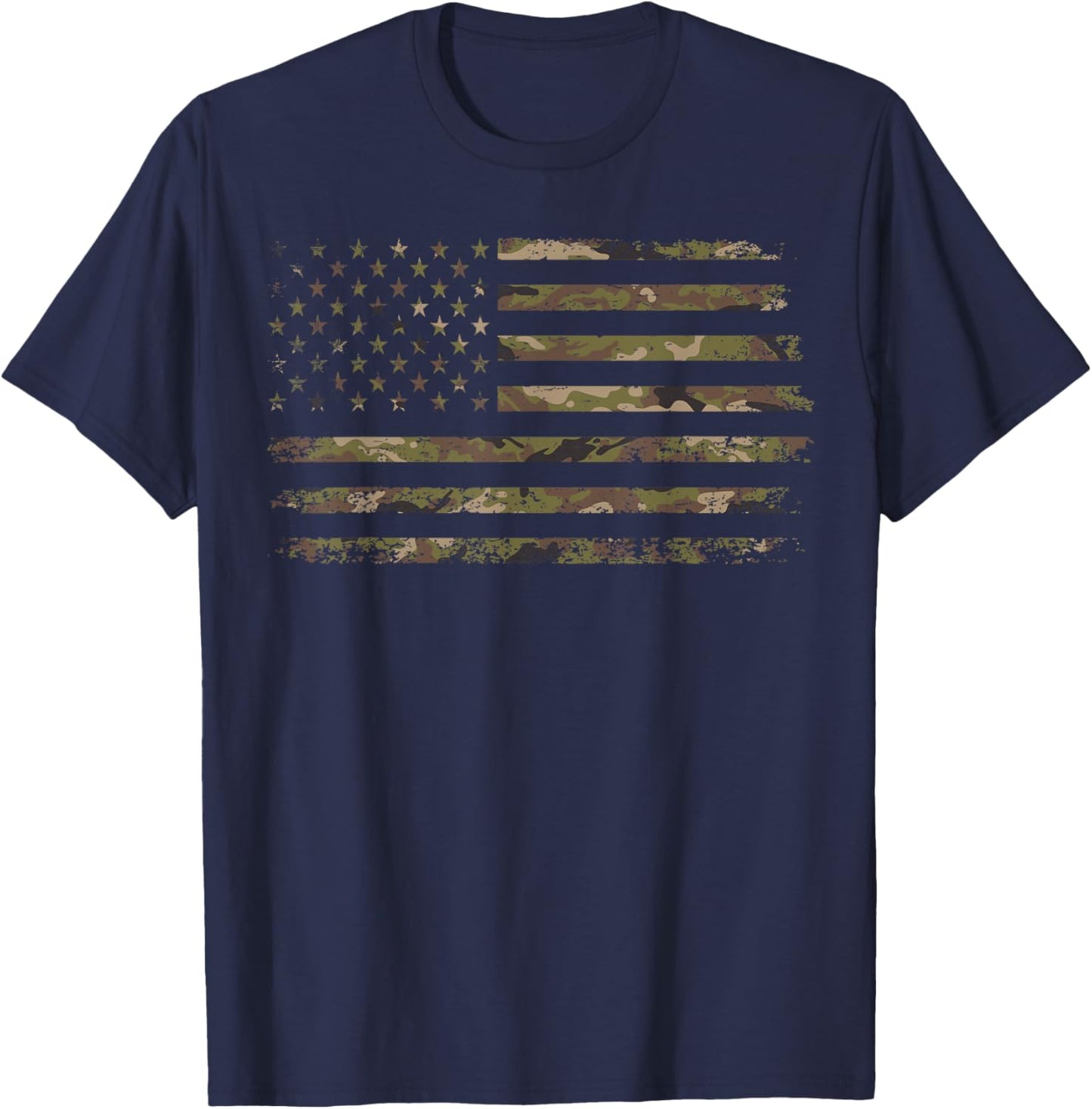 Camo American Flag USA Camouflage Men Boys Women Girls Kids T-Shirt - T-Shirt | Navy