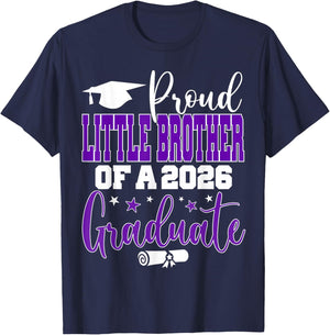Senior 2026 Proud Little-Brother A Class of 2026 Graduate T-Shirt - T-Shirt | Navy