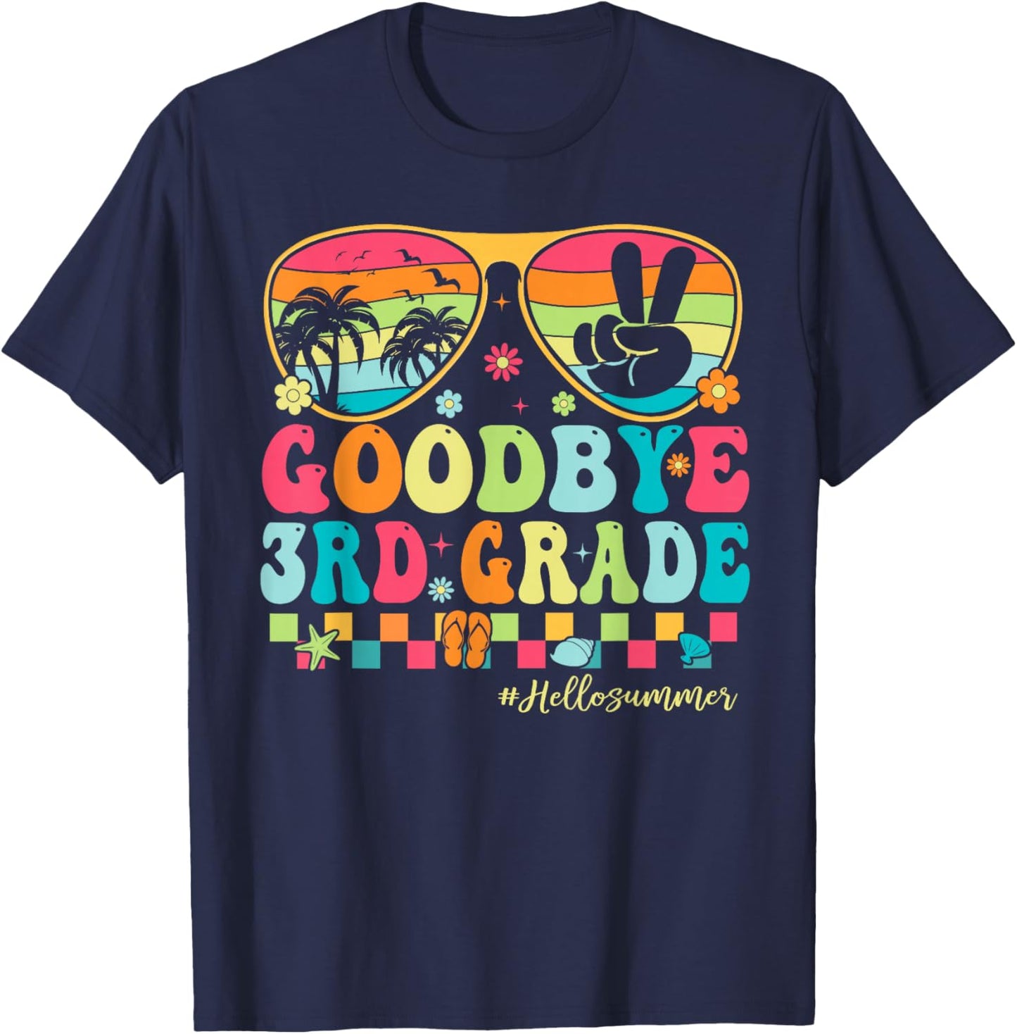Goodbye 3rd Grade Boys Kids Hello Summer Last Day of School T-Shirt - T-Shirt | Navy