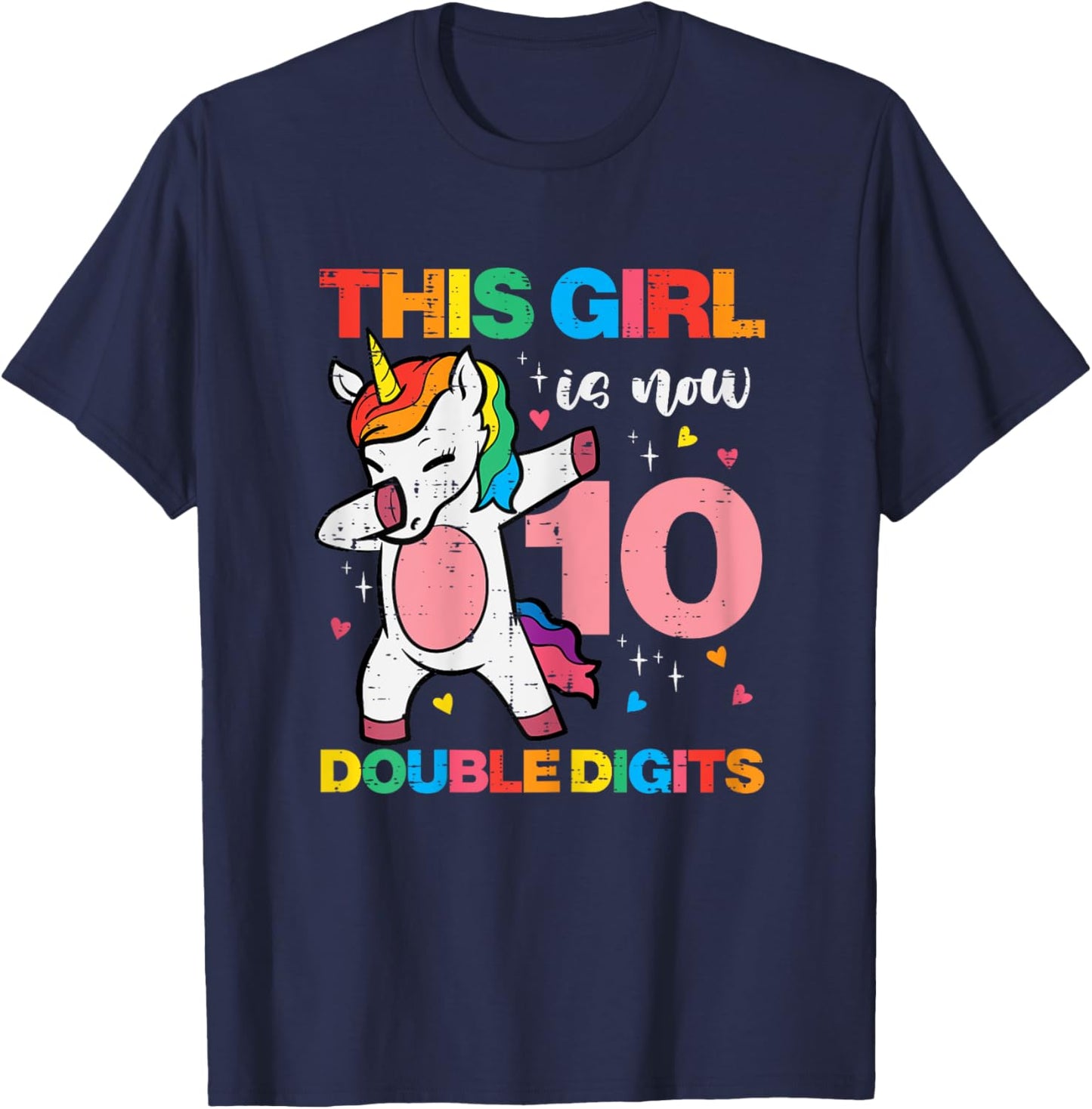 10th Birthday Unicorn Dab This Girl 10 Years Old Bday Party T-Shirt - T-Shirt | Navy