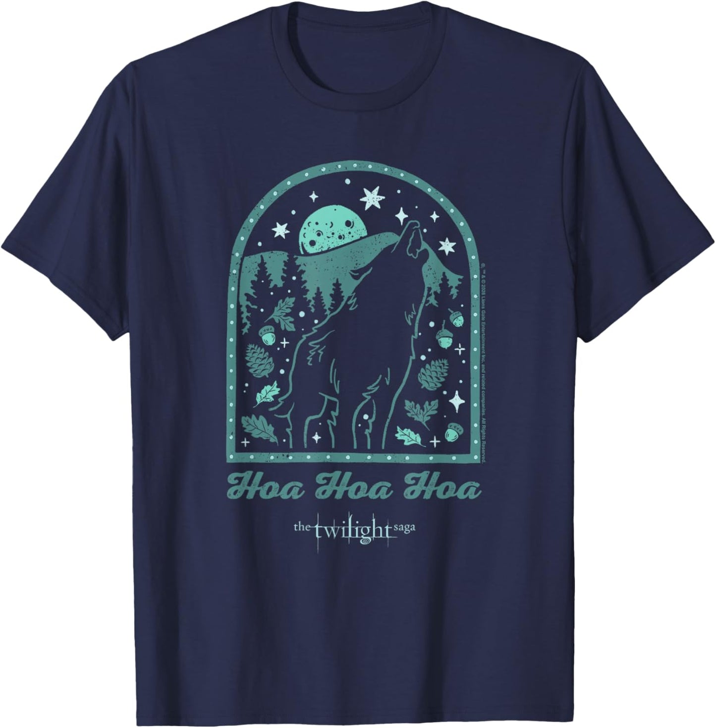 Twilight Howling Wolf Illustration HOA HOA HOA Season Movie T-Shirt - T-Shirt | Navy