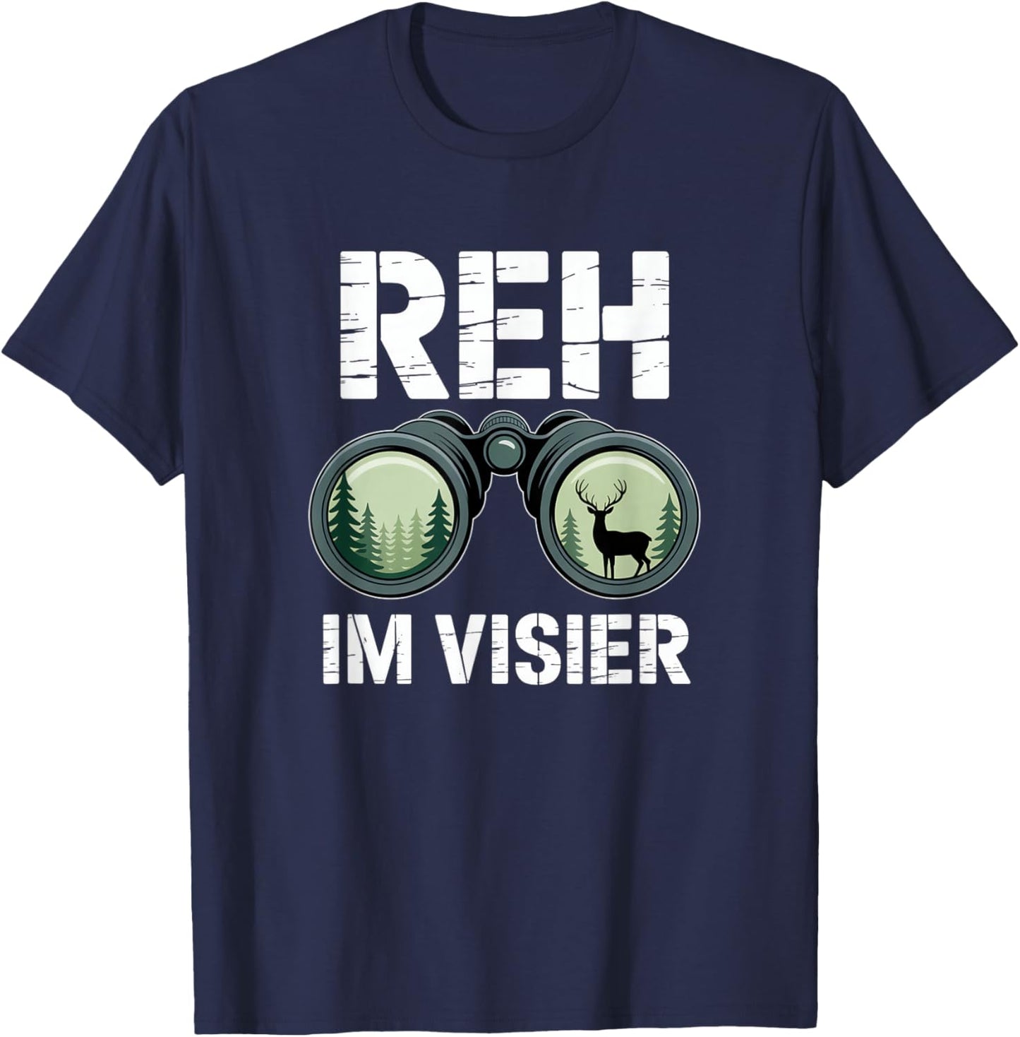 REH Im Visier Hirsch Jäger Jagd Jagen T-Shirt - T-Shirt | Navy