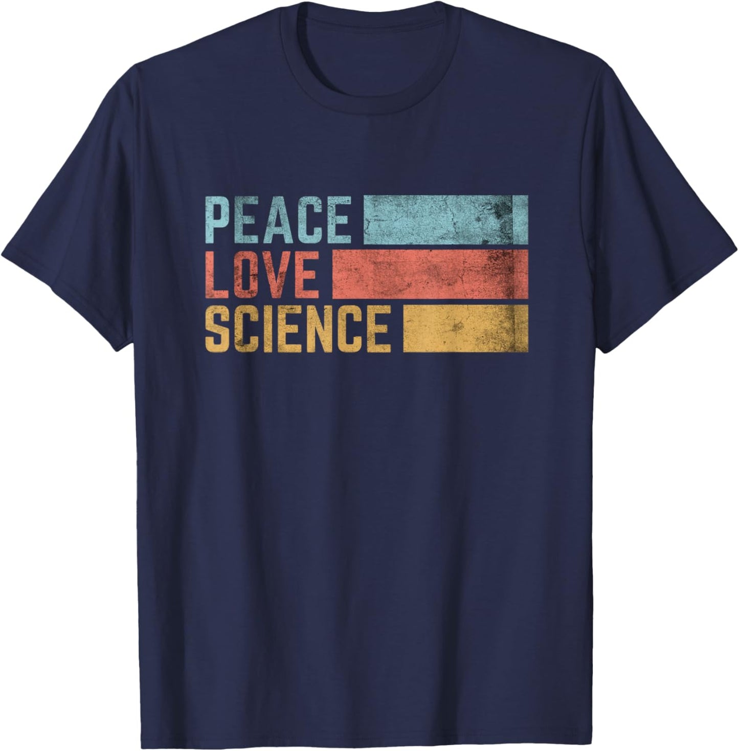 Peace Love Science Retro Vintage Chemistry Teacher Men Women Kids T-Shirt - T-Shirt | Navy