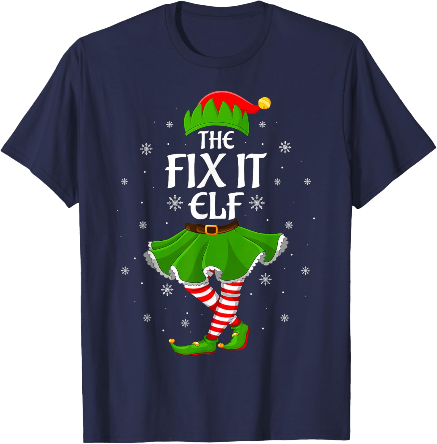 Fix It Elf Christmas Family Girls Women Elf Squad Xmas T-Shirt - T-Shirt | Navy