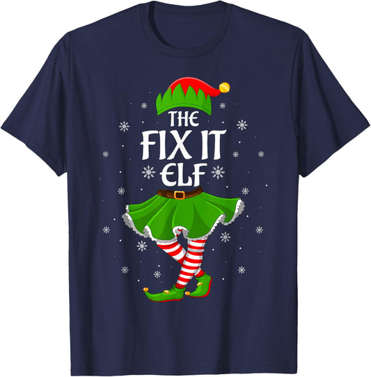 Fix It Elf Christmas Family Girls Women Elf Squad Xmas T-Shirt - T-Shirt | Navy