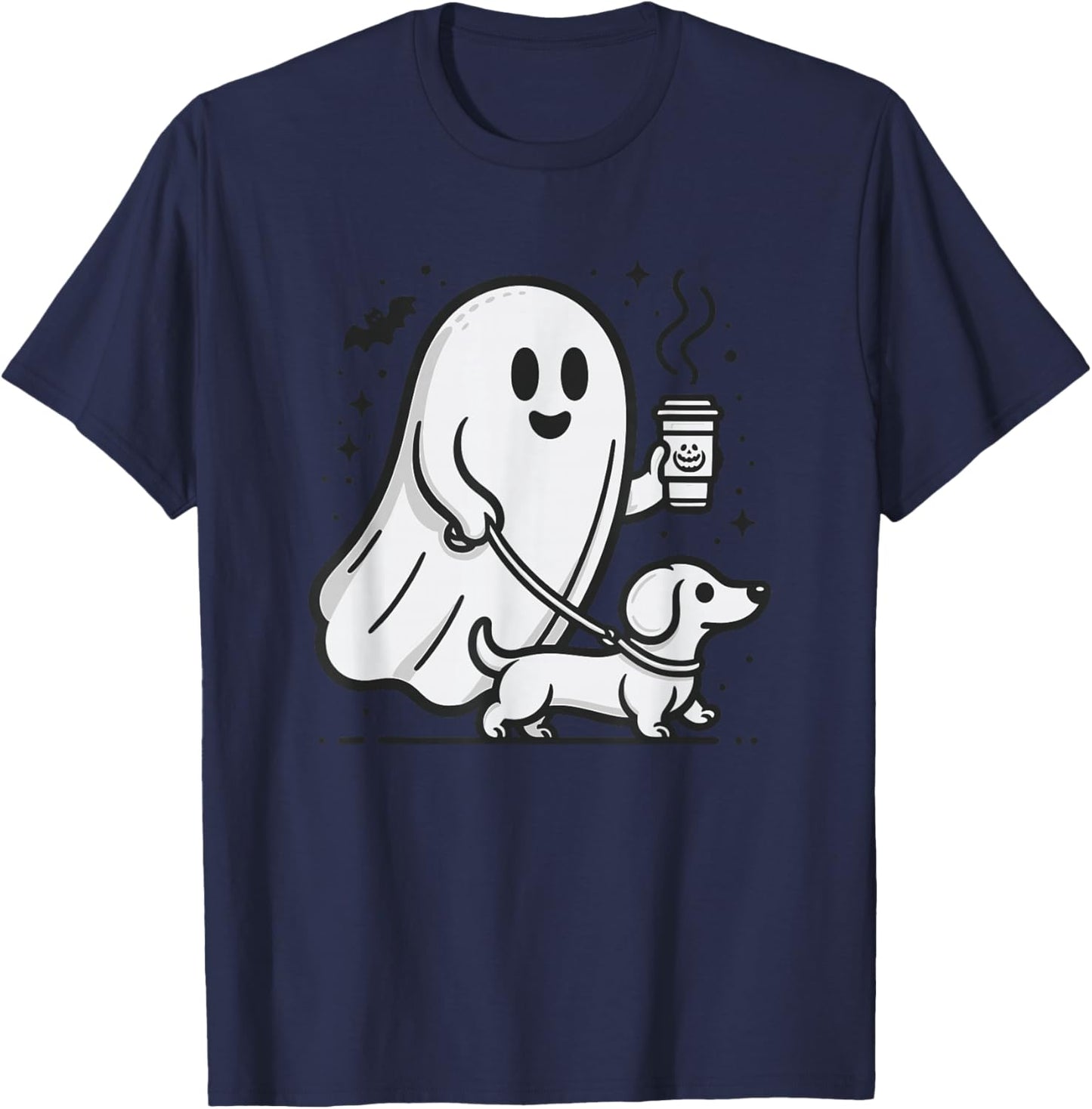 Funny Dachshund Ghost Halloween Spooky Season Weenie Dog T-Shirt - T-Shirt | Navy