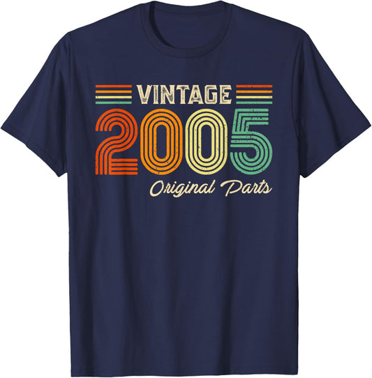 Vintage 2005 Original Parts Birthday 2005 Men Women Vintage T-Shirt - T-Shirt | Navy