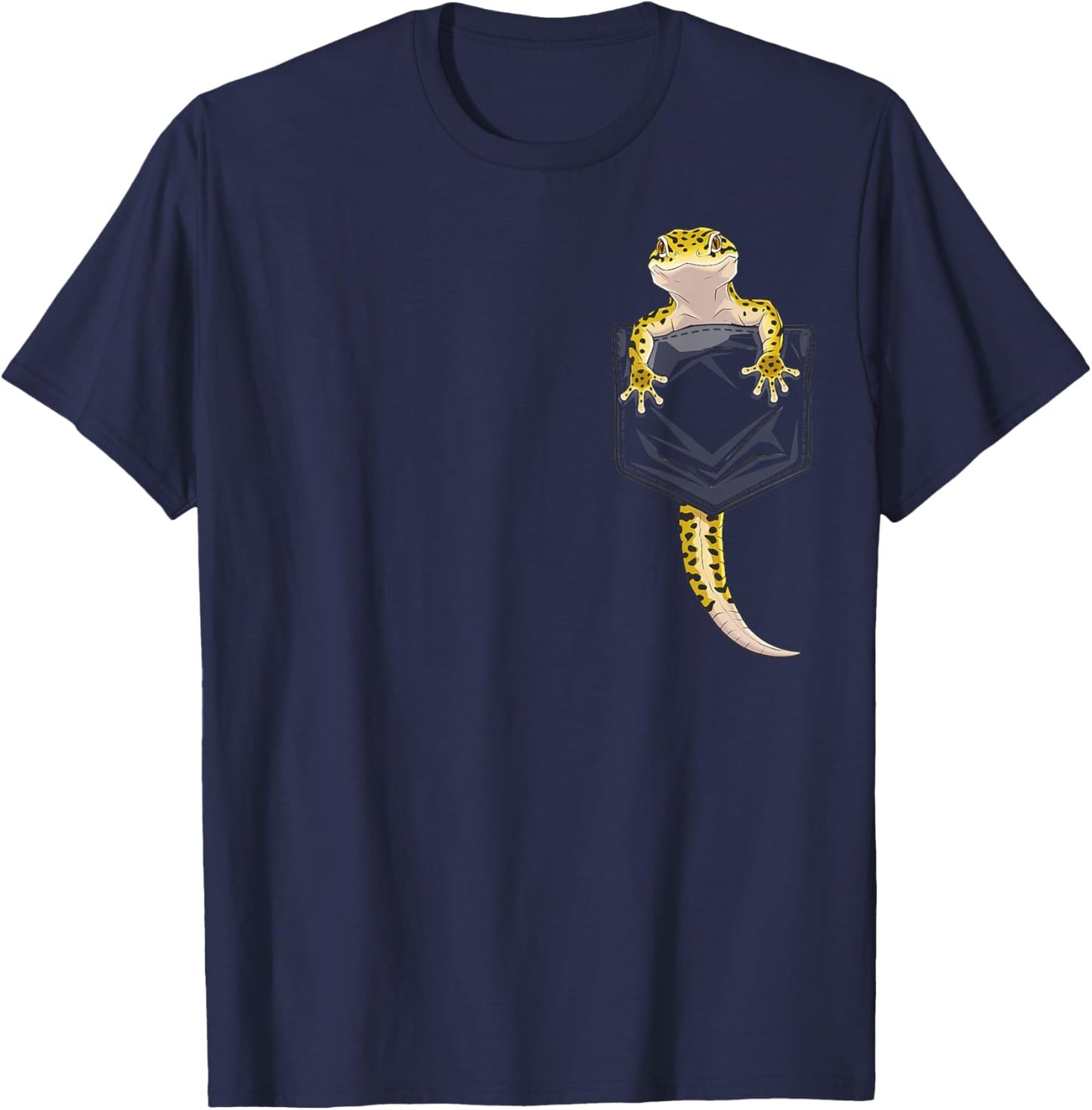 Cute Lizard Reptile Leopard Gecko Pocket Gifts Men Women Kid T-Shirt - T-Shirt | Navy