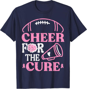 Breast Cancer Football Cheer For Cure Aware Women Kids Men T-Shirt - T-Shirt | Navy