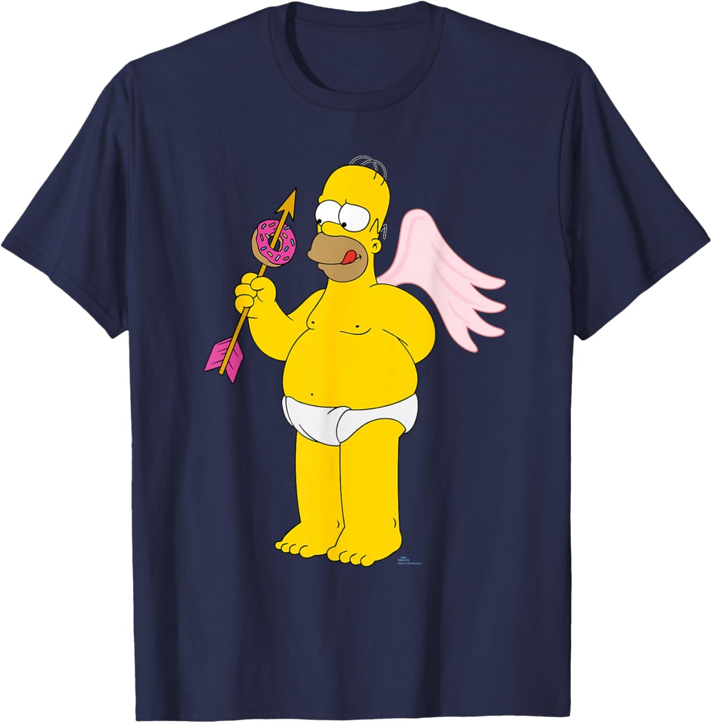The Simpsons Homer Simpson Cupid Donut Arrow Valentine’s Day T-Shirt - T-Shirt | Navy