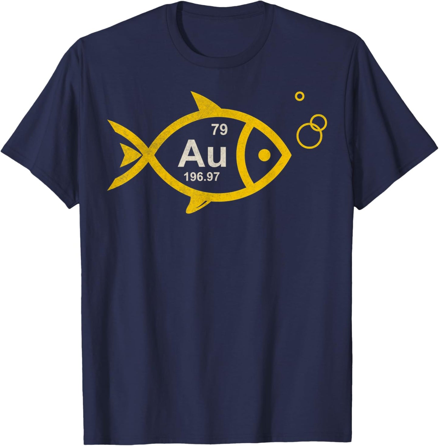Vintage GoldFish Chemical Element Au Fishing Chemistry T-Shirt - T-Shirt | Navy