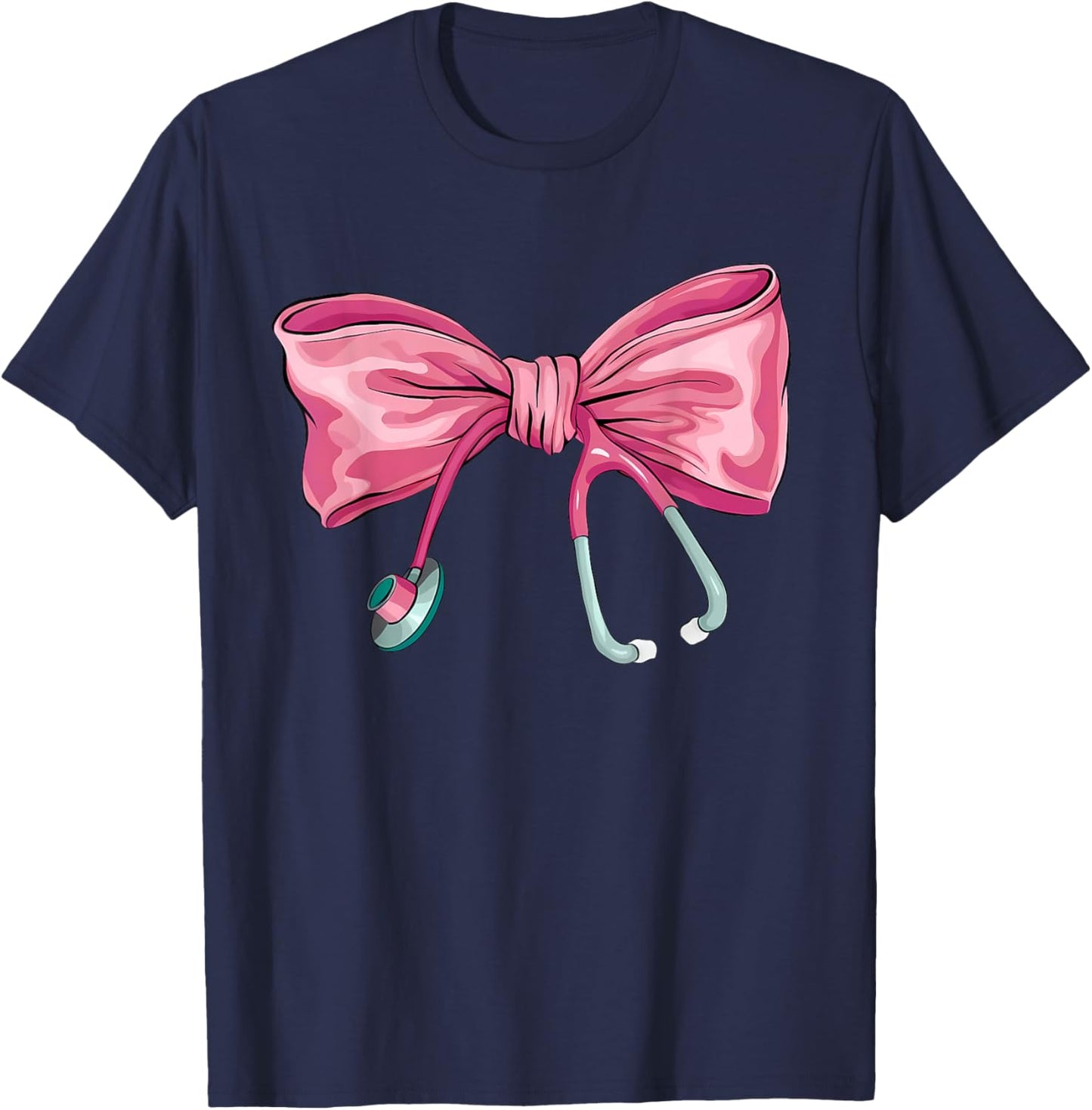 Nurse Coquette Stethoscope Bow Cute Women Girl Nurse T-Shirt - T-Shirt | Navy