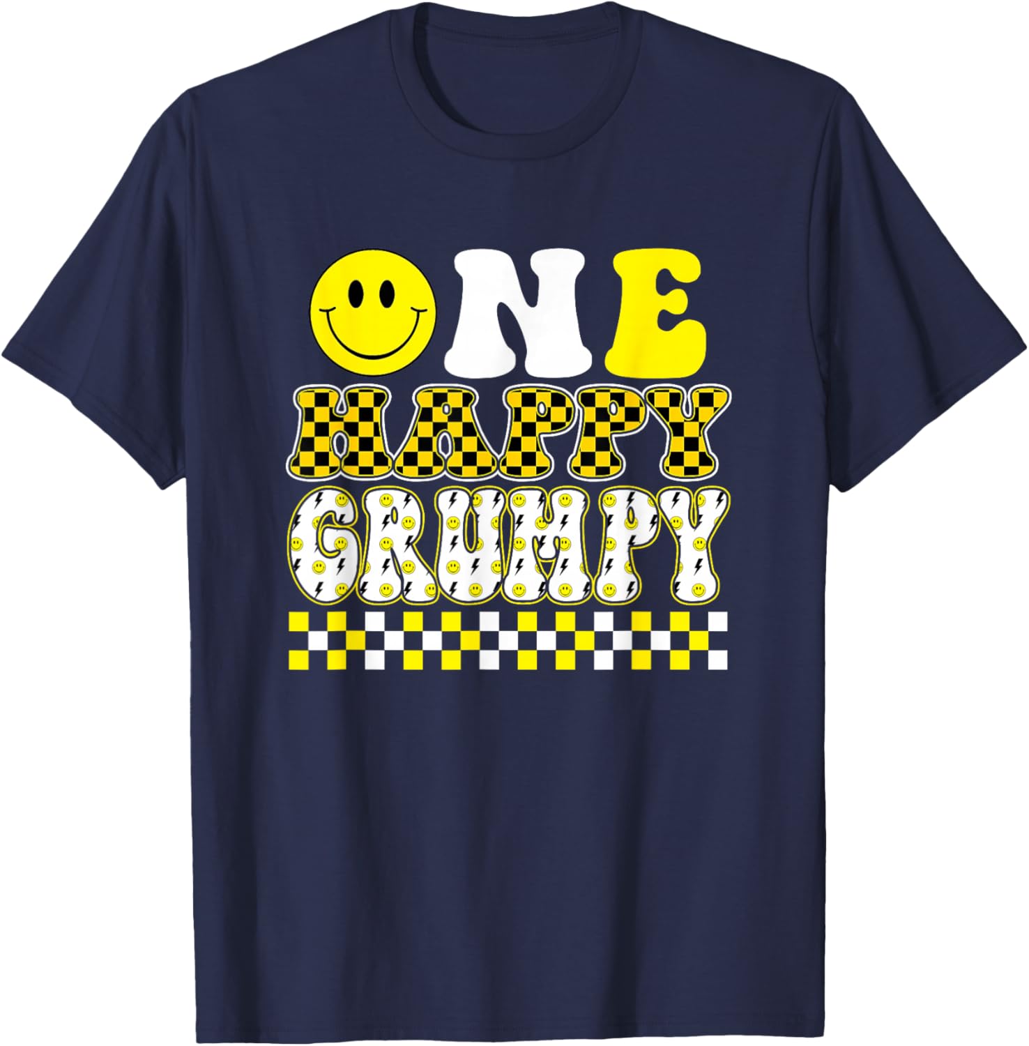 One Happy Dude Grumpy 1st Birthday Family Matching T-Shirt - T-Shirt | Navy