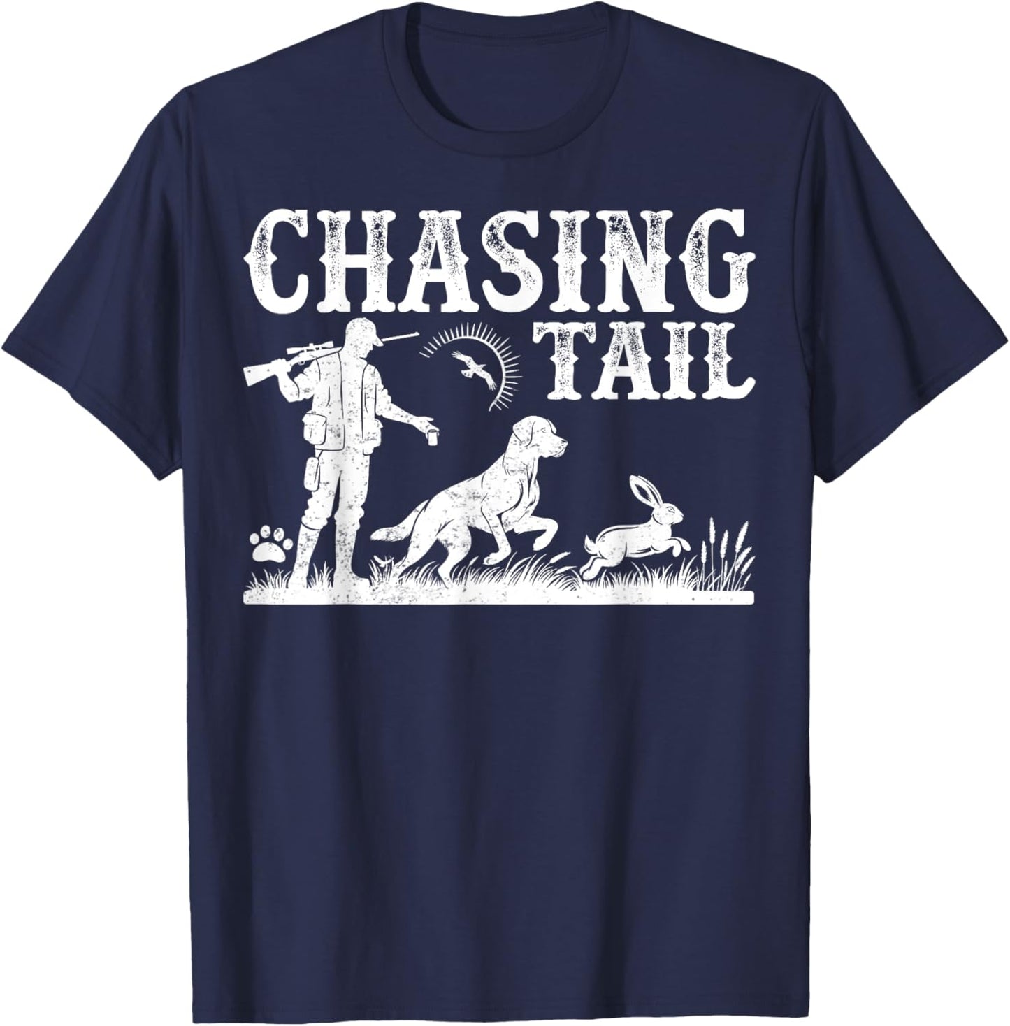 Rabbit Hunting Gifts Rabbit Hunter Beagles Chasing Tail T-Shirt - T-Shirt | Navy