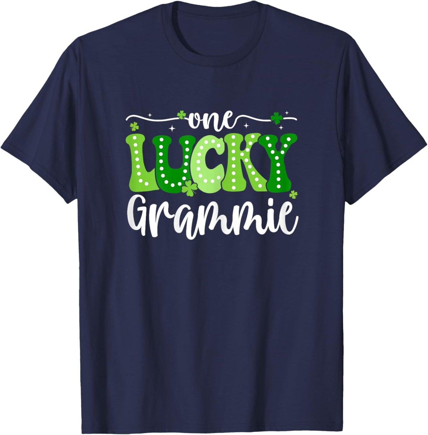 One Lucky Grammie Groovy Retro Grammie St Patrick's Day T-Shirt - T-Shirt | Navy