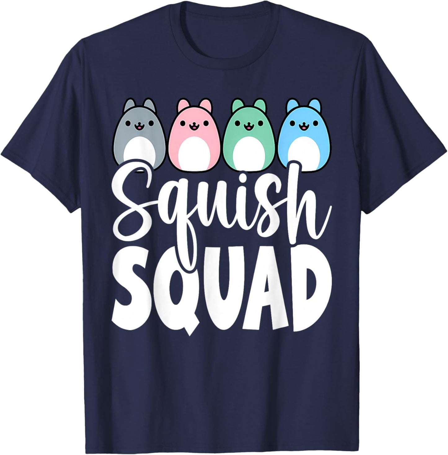 Squish Squad! Stuffed Animal Plush Mallow Collector Soft T-Shirt - T-Shirt | Navy