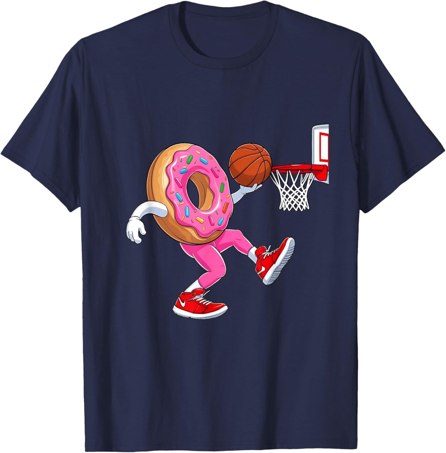 Donut Dunking Basketball Funny Food Sports design T-Shirt - T-Shirt | Navy