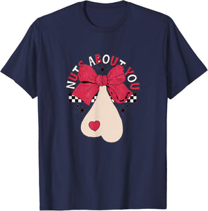 Nuts About You - Funny Valentine Adult Joke T-Shirt - T-Shirt | Navy