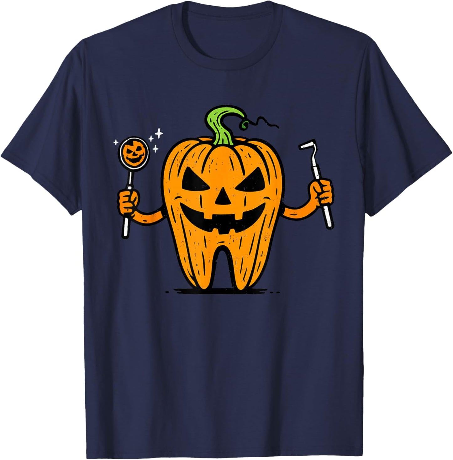 Dentist Tooth Pumpkin Halloween Dental Costume Men Women Kid T-Shirt - T-Shirt | Navy
