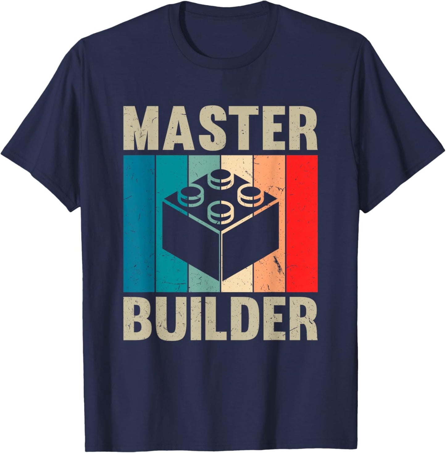 Master Builder Recto Boys Building Blocks Set Toys T-Shirt - T-Shirt | Navy