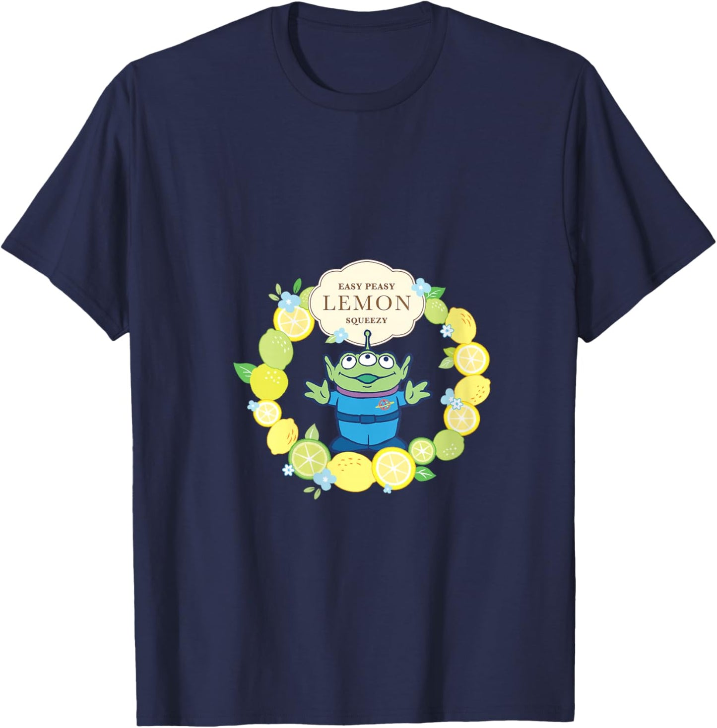 Disney Pixar Toy Story Easy Peasy Lemon Squeezy Lemon Crown V-Neck T-Shirt - T-Shirt | Navy