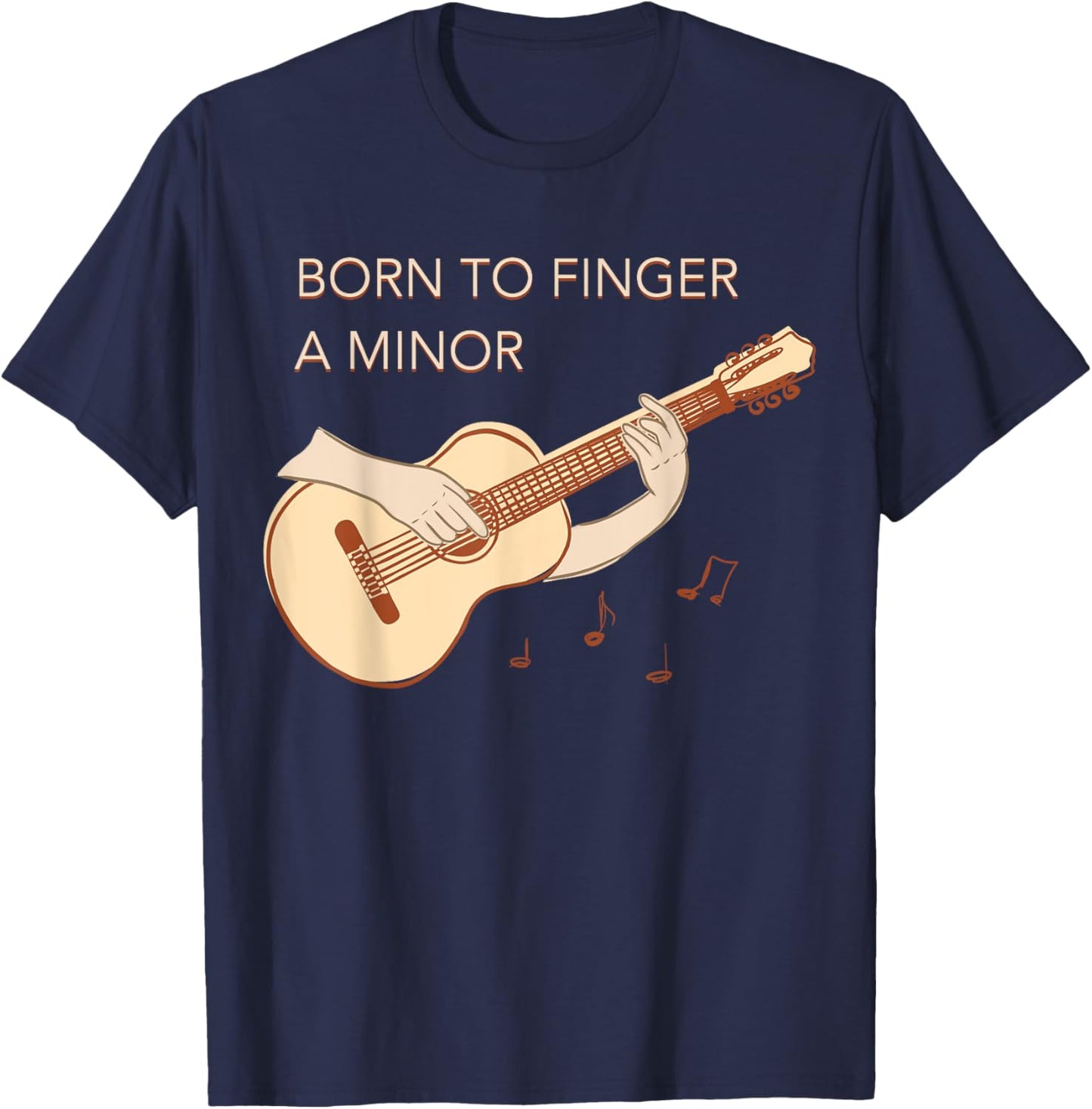 Born To Finger A Minor Guitar Musician T-Shirt - T-Shirt | Navy