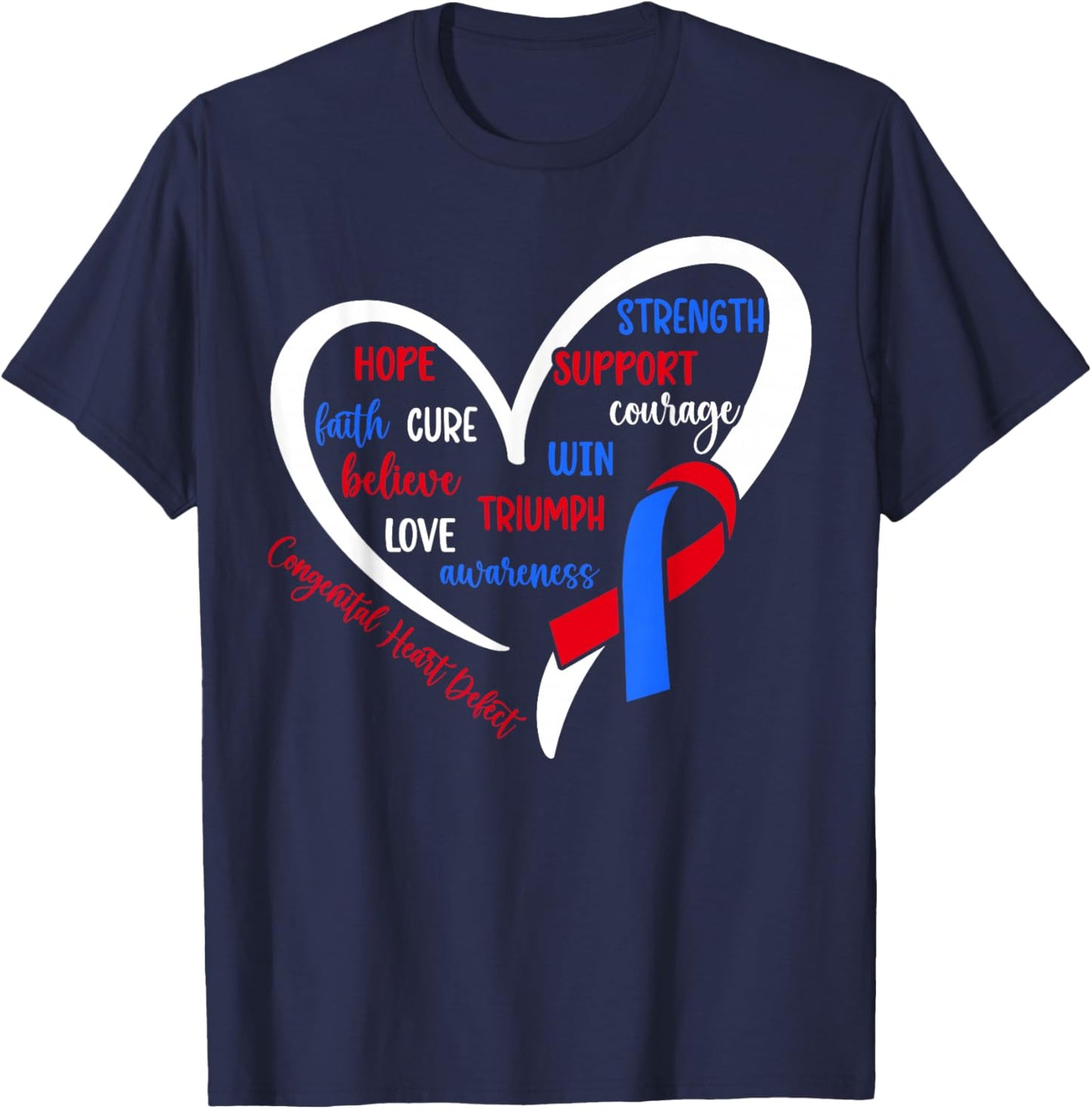 Congenital Heart Defect CHD Warrior CHD Awareness T-Shirt - T-Shirt | Navy