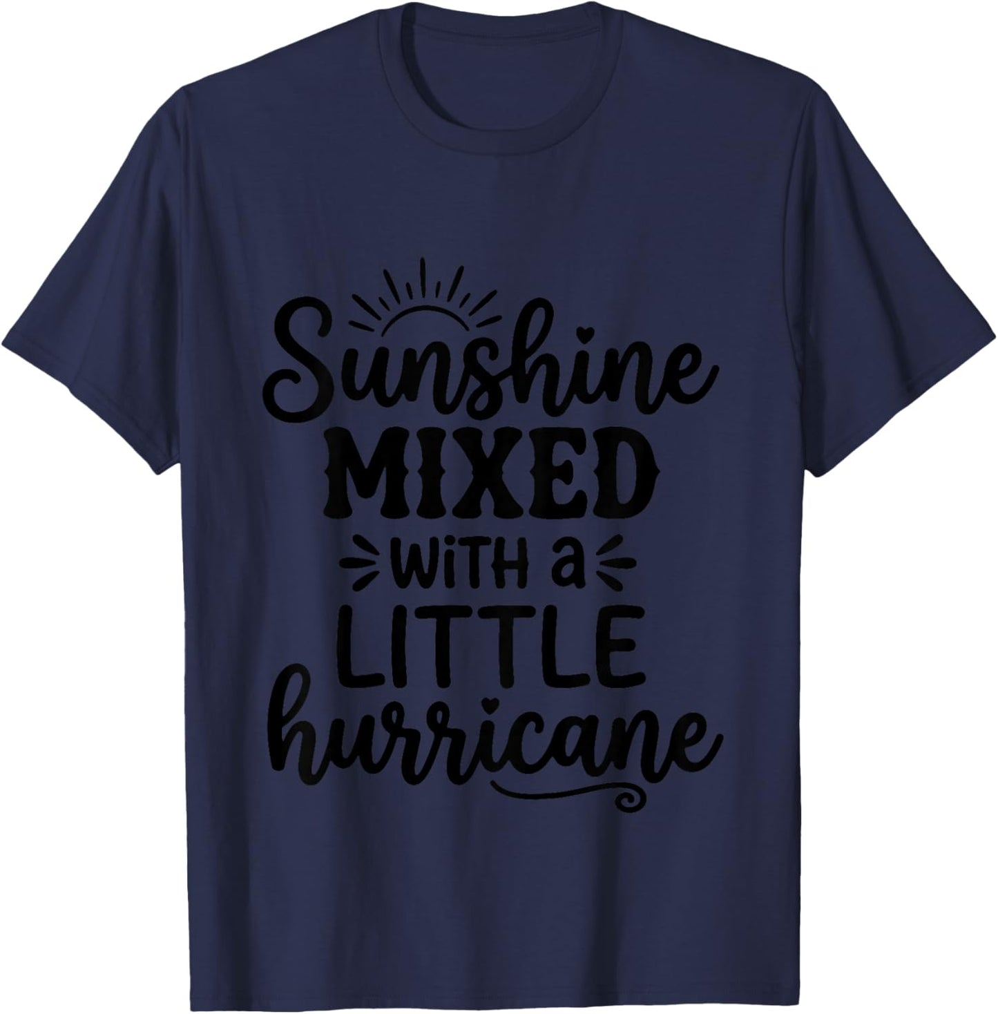 Kids Sunshine Mixed with A Little Hurricane Summer Kids Vacation T-Shirt - T-Shirt | Navy