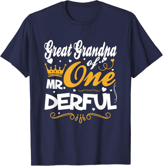 Great Grandpa of Mr Onederful 1st Birthday One-Derful T-Shirt - T-Shirt | Navy