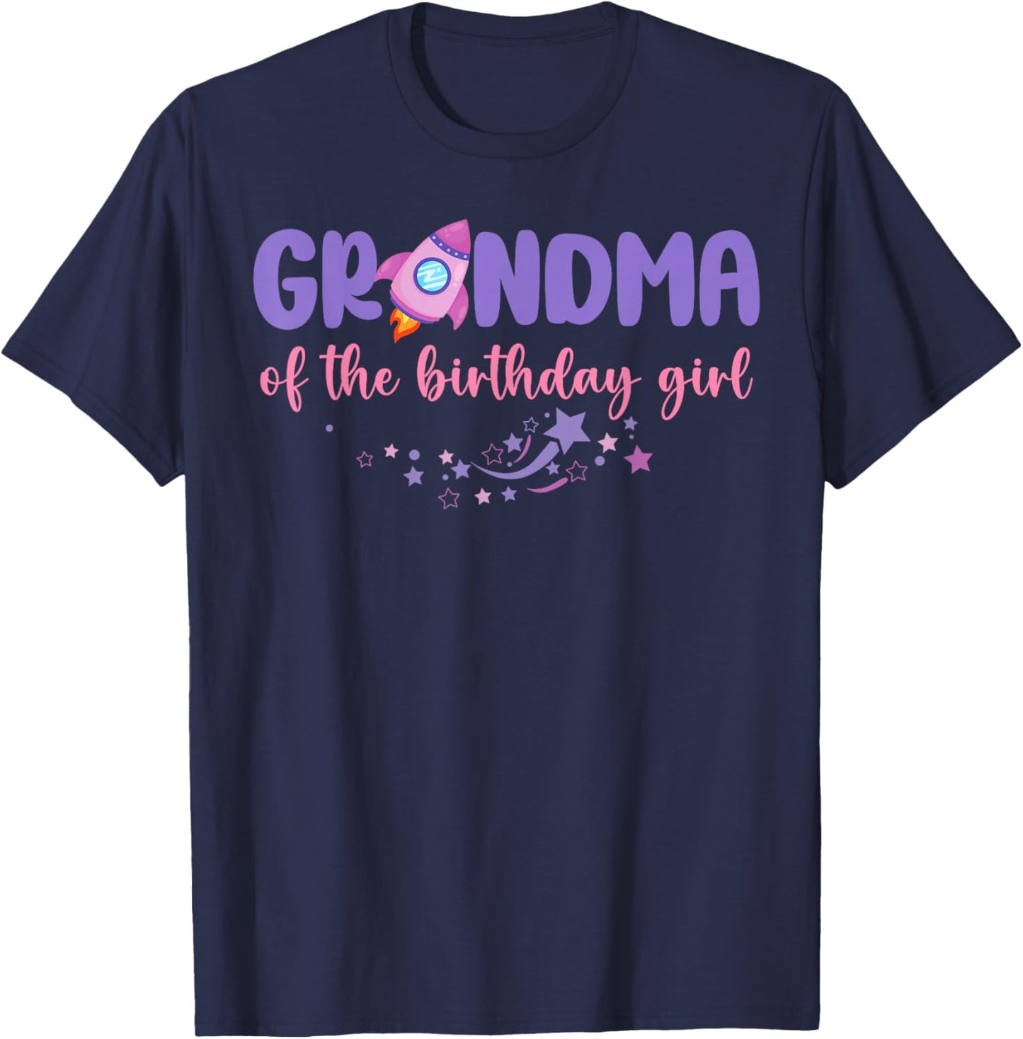 Two The Moon Grandma of The Birthday Girl Astronaut Family T-Shirt - T-Shirt | Navy