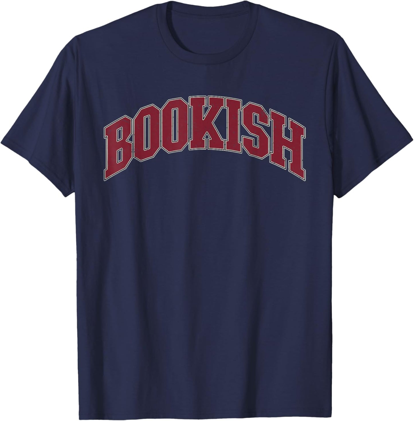 Bookish Vintage Varsity Style Funny Book Lover Art T-Shirt - T-Shirt | Navy