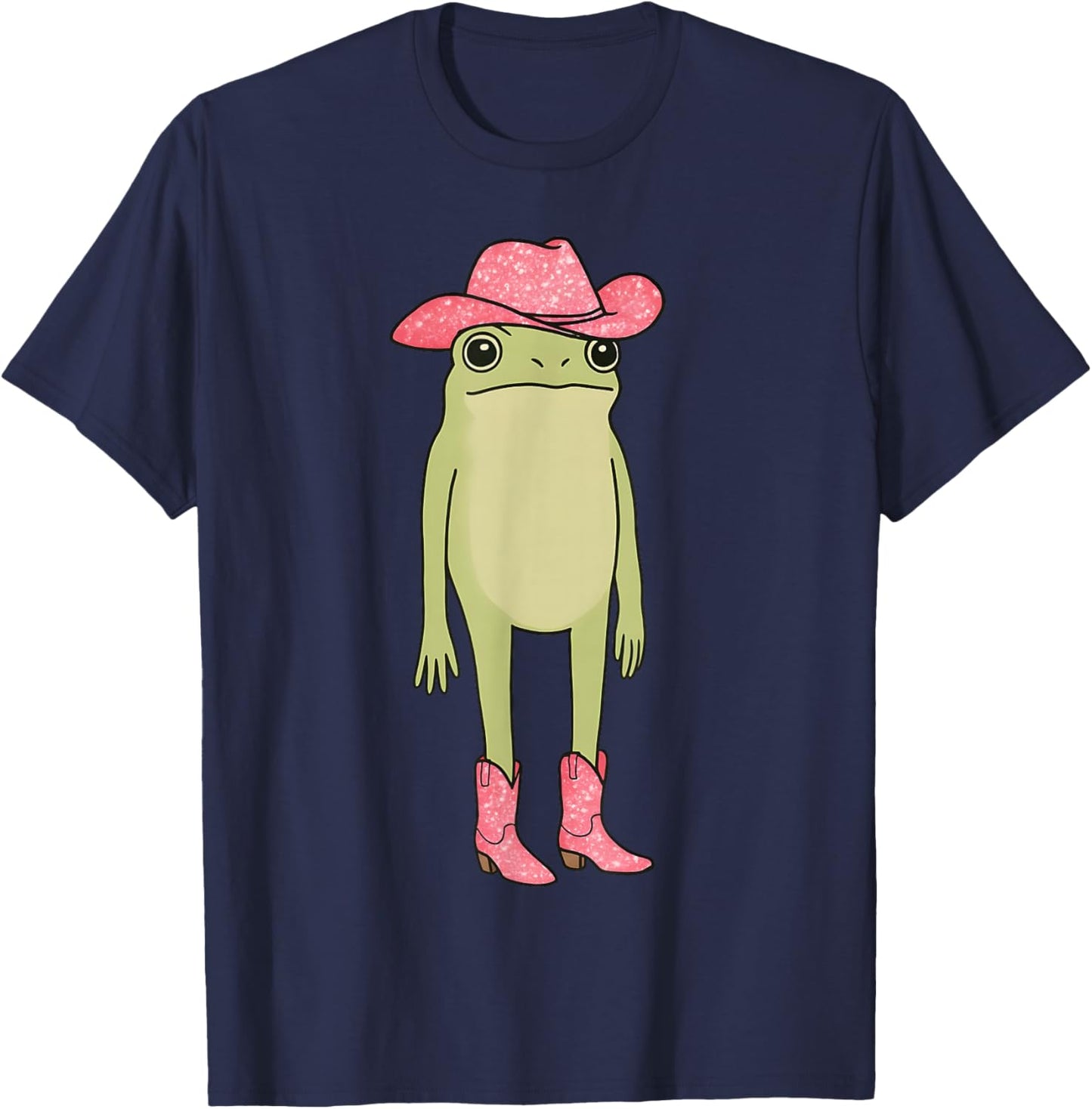 Cowgirl Frog Cowboy Hat Boots Funny Western Meme Country T-Shirt - T-Shirt | Navy