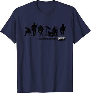 Oasis Band Silhouette on Blue T-Shirt - T-Shirt | Navy