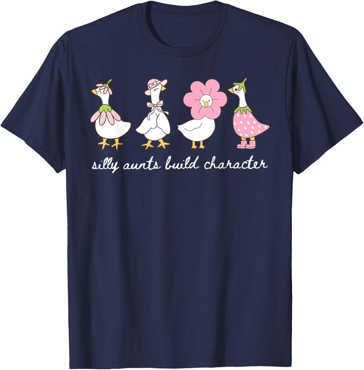 Silly Aunt Build Character Auntie Goose Funny Aunt Women T-Shirt - T-Shirt | Navy