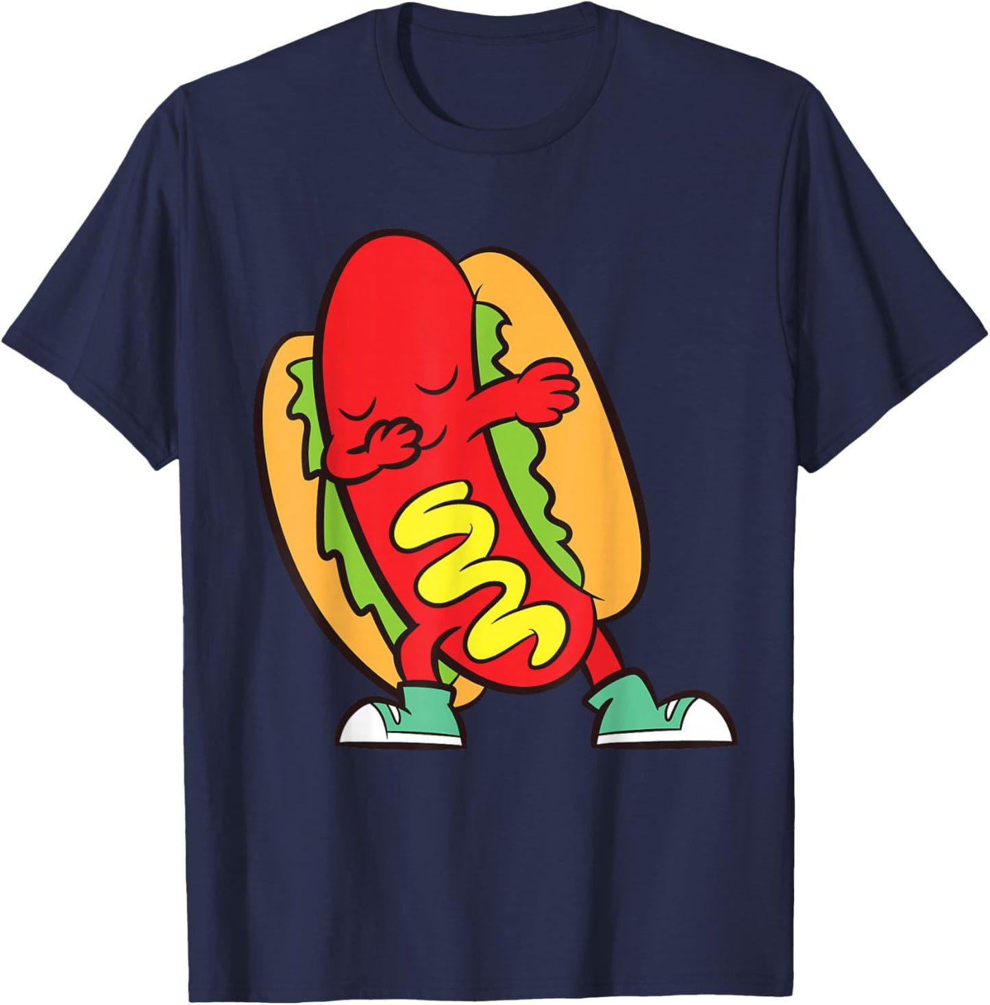 Dabbing Hotdog Cute Dabbing Hot Dog Men Women Girls Kids T-Shirt - T-Shirt | Navy