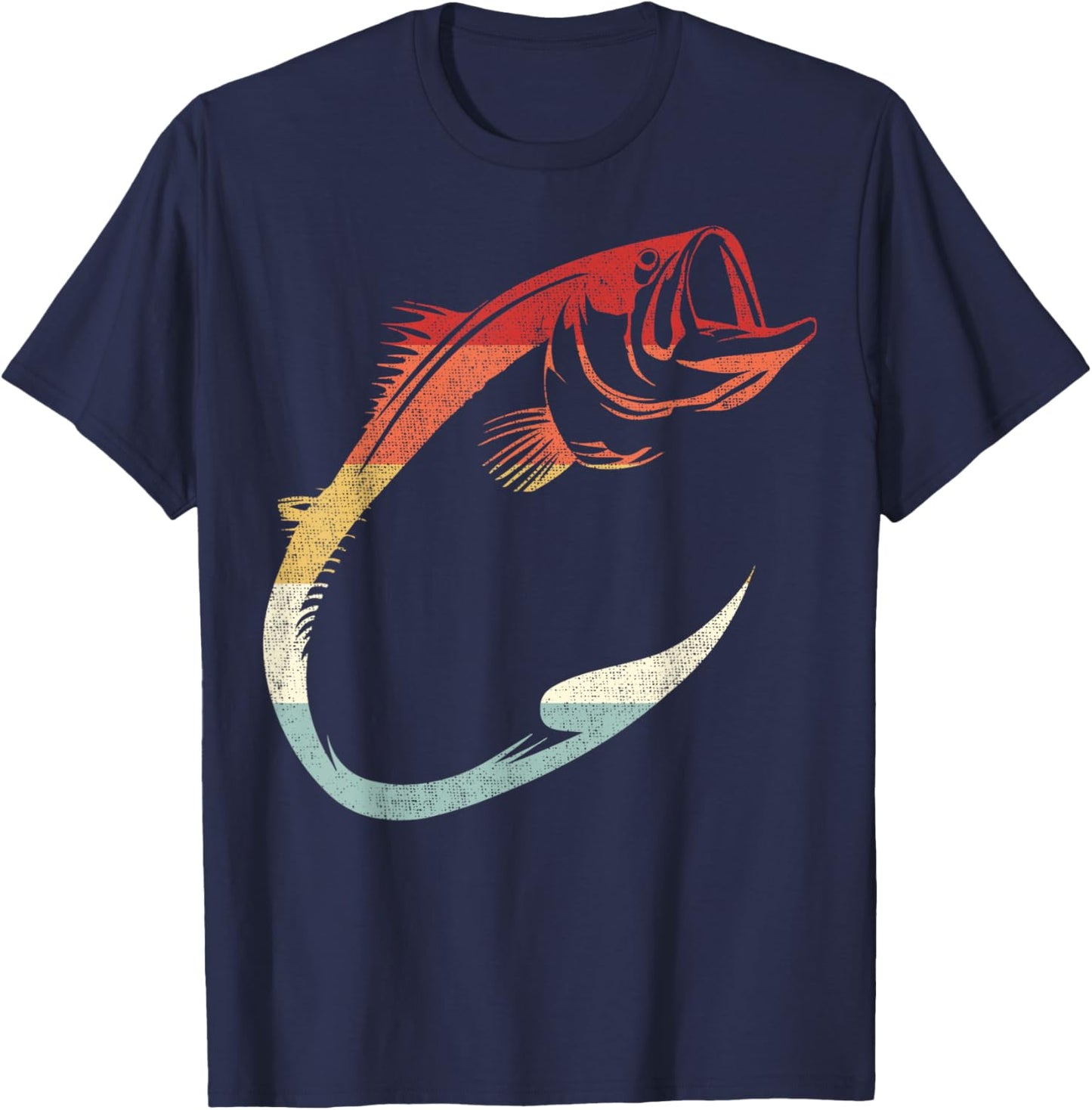 Cool Minimal Fish Hook Art for Fishing Enthusiasts T-Shirt - T-Shirt | Navy