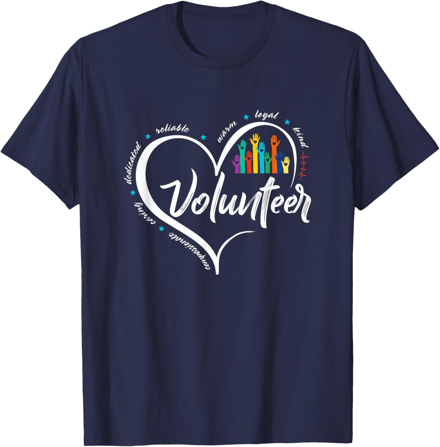 Funny Volunteer Heart Back To School Art Vintage T-Shirt - T-Shirt | Navy