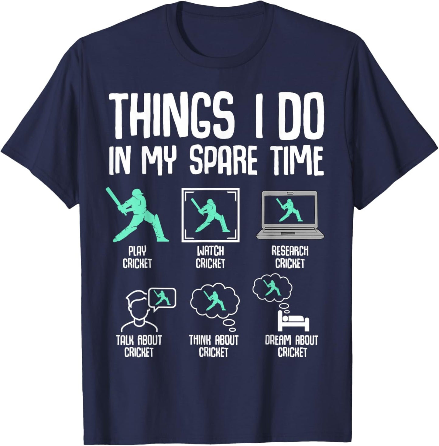 Cricket Things I Do In My Spare Time Kids Boys Youth T-Shirt - T-Shirt | Navy