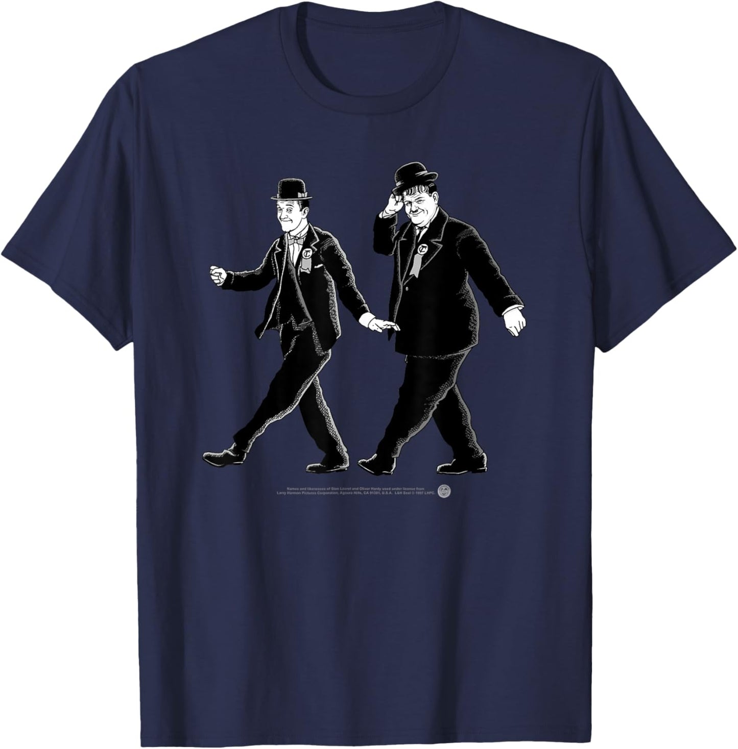 Laurel & Hardy Dancing Classic Comedy T-Shirt - T-Shirt | Navy