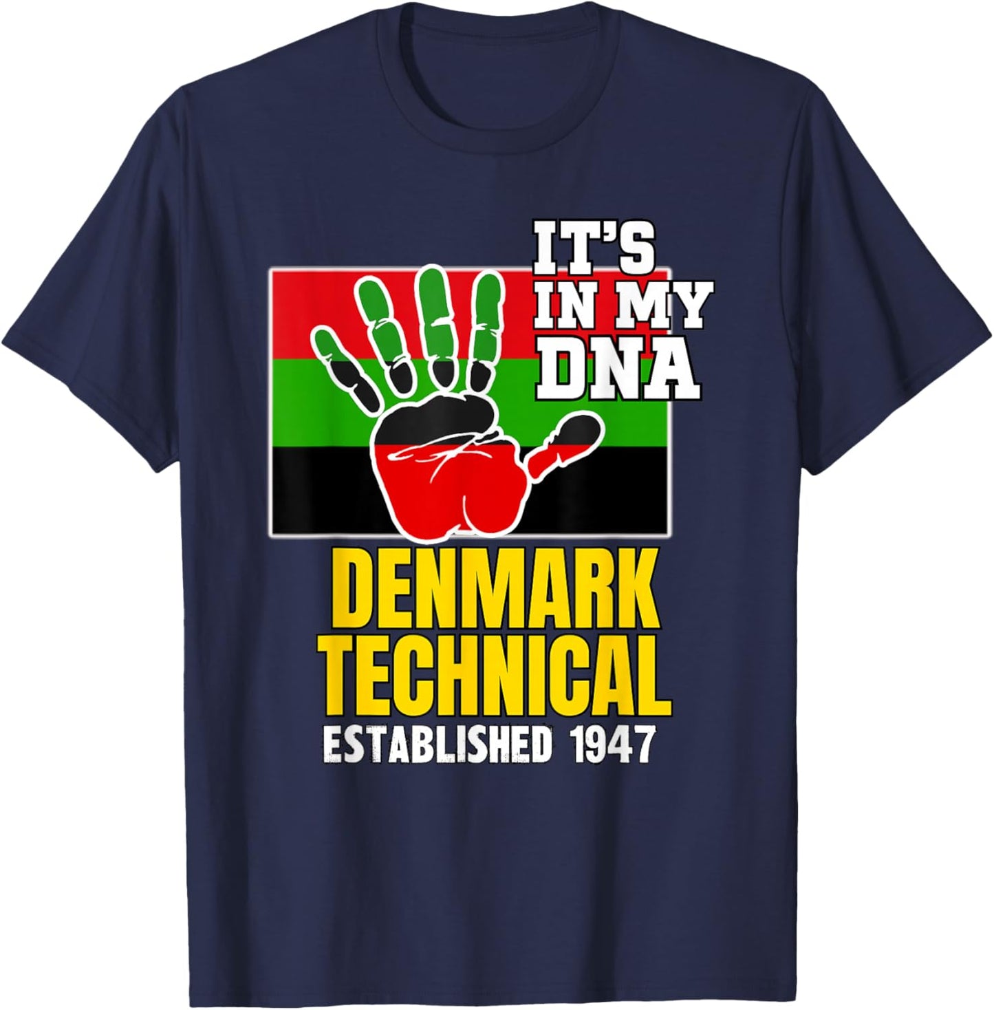 Denmark Technical, DTC, Red, Black and Green HBCU T-Shirt - T-Shirt | Navy