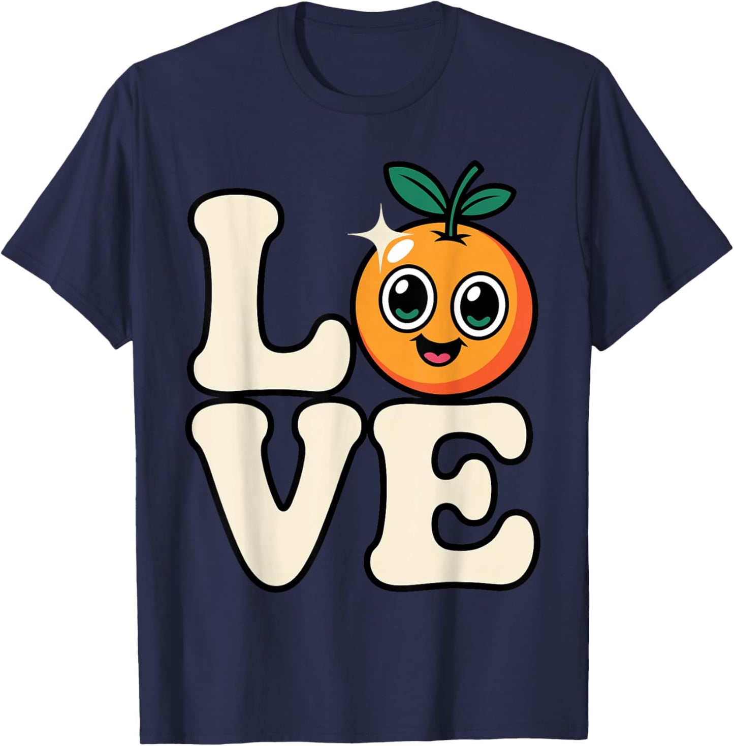 Orange Art Women Kids Vegan Orange Fruit Lovers T-Shirt - T-Shirt | Navy