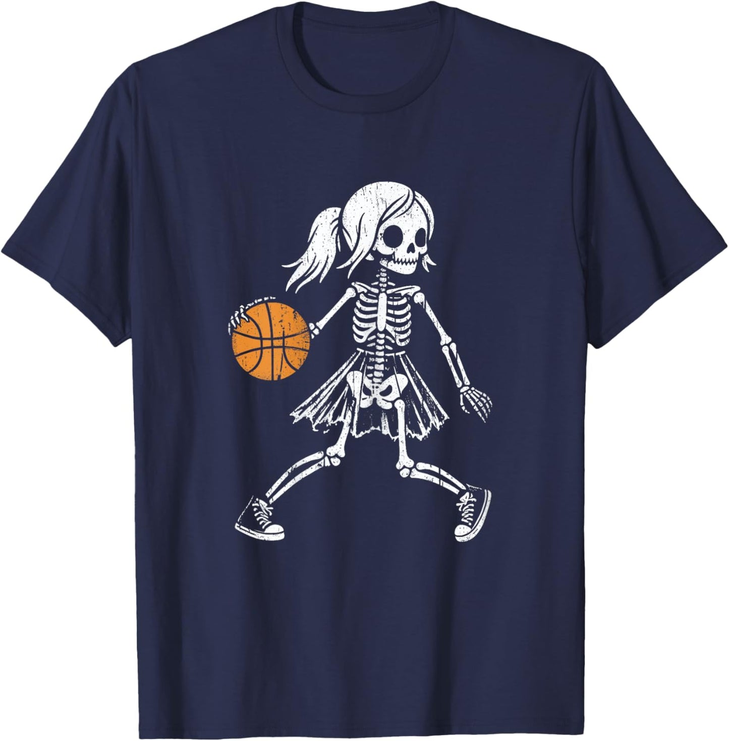 Spooky Basketball Skeletons Spooky Basketball Halloween T-Shirt - T-Shirt | Navy