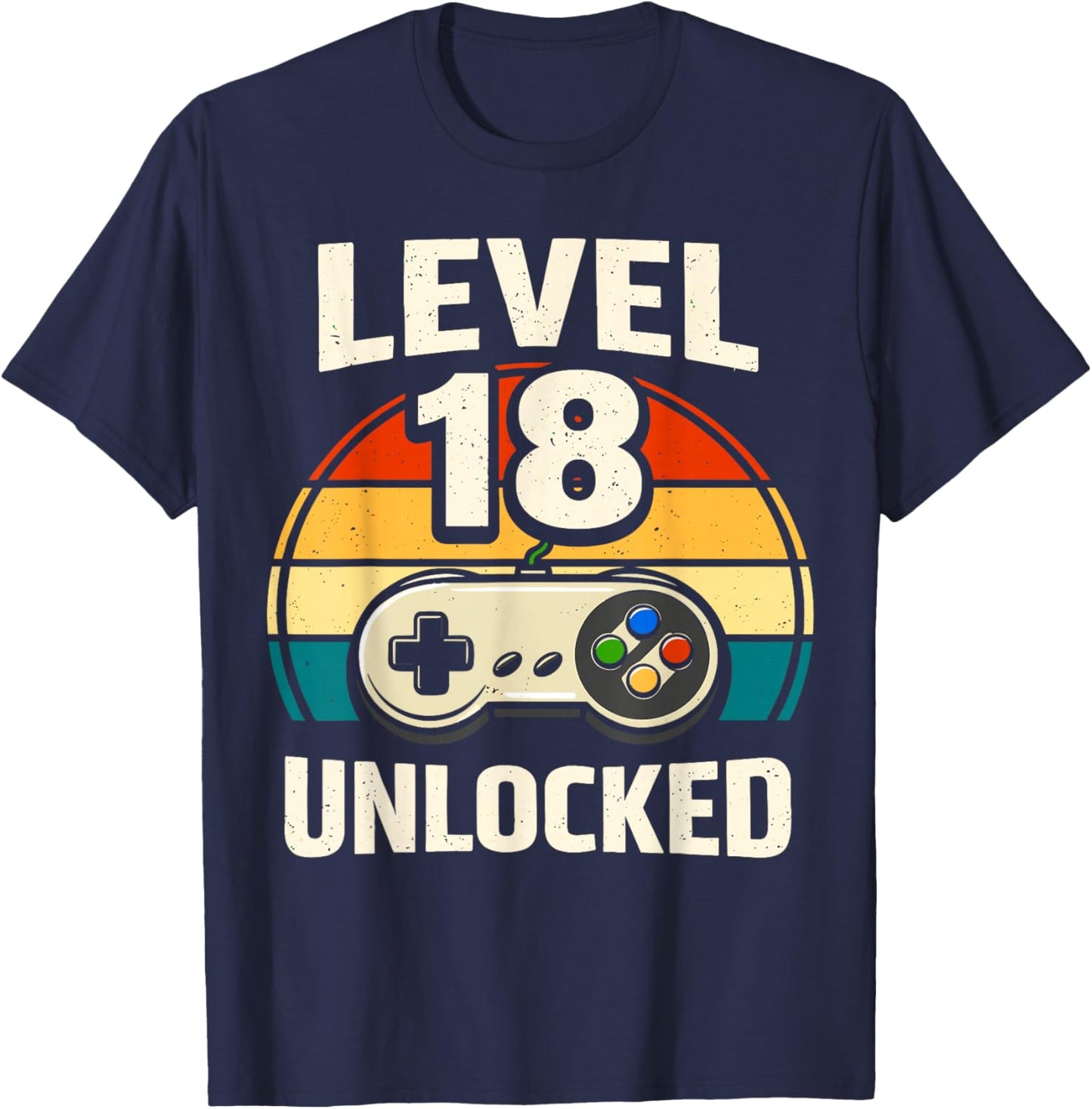 18th Birthday Level 18 Unlocked Gamer Gaming 18 Birthday T-Shirt - T-Shirt | Navy